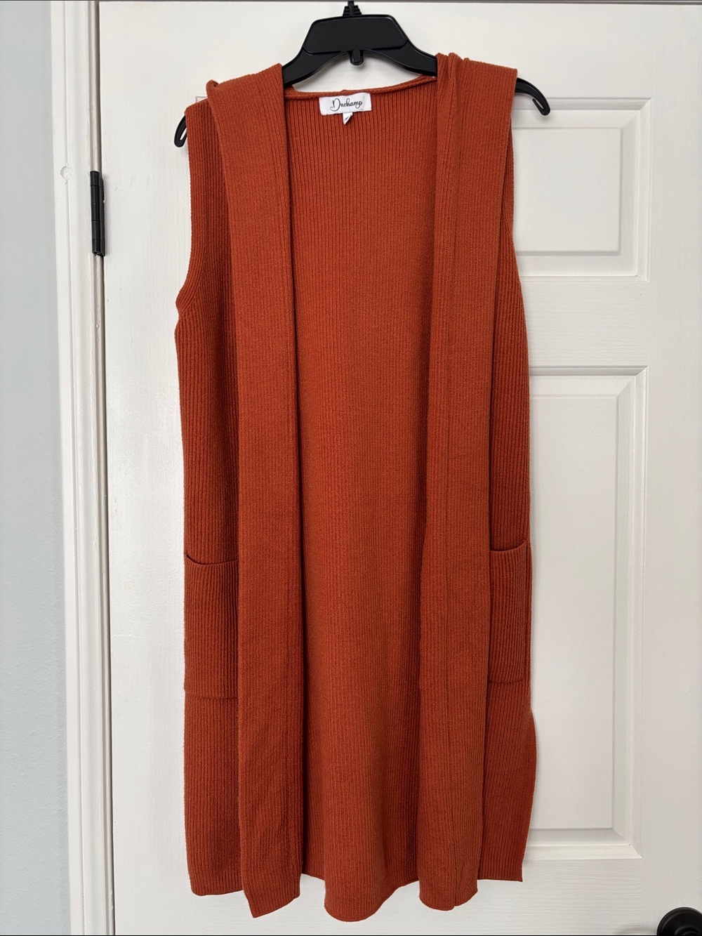 Duchamp Ribbed Sleeveless Sweater w/Hood - Burnt Orange, NWOT